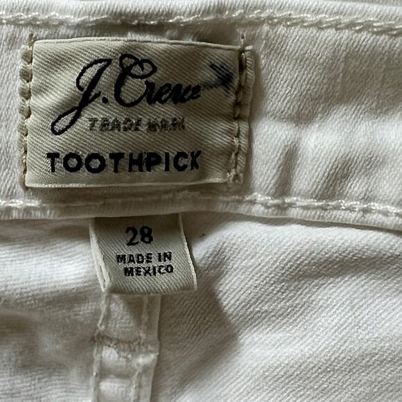 J. Crew Toothpick Mid Rise Denim Skinny Ankle Jeans Women's Size 28  White - Picture 6 of 10